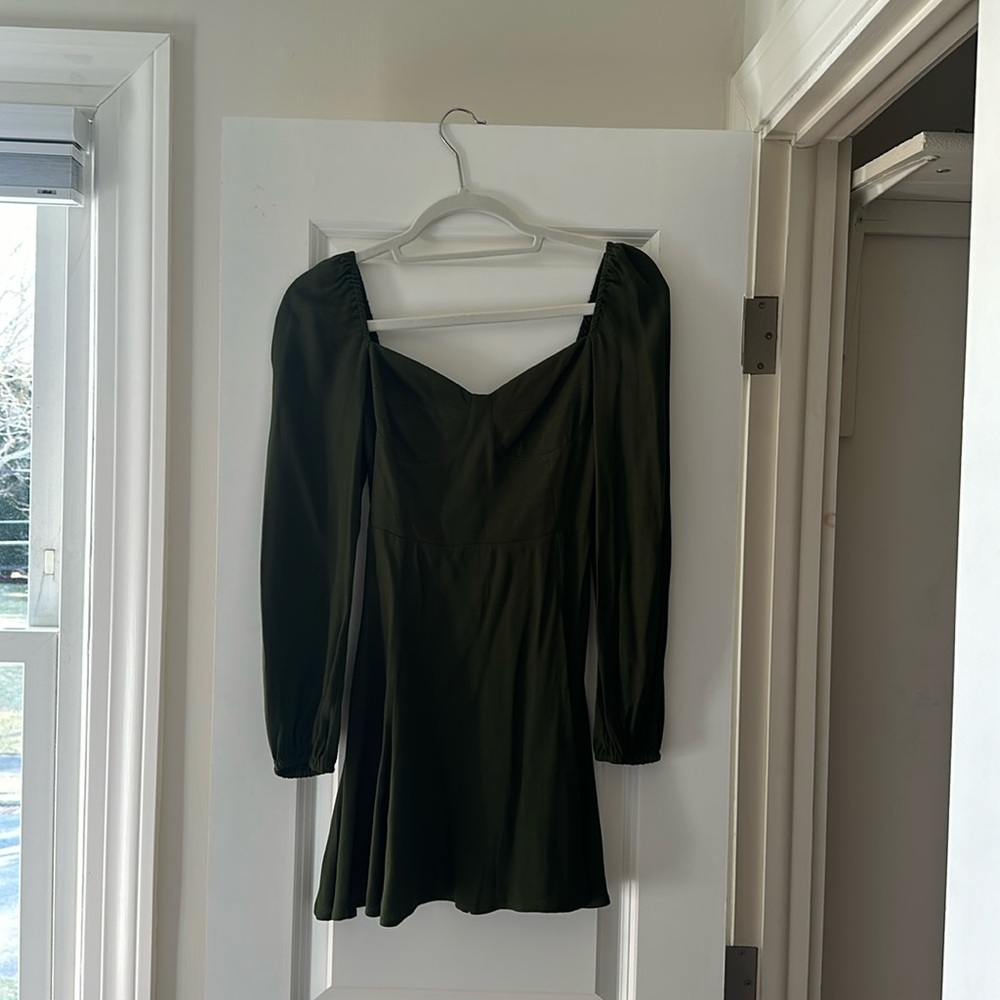 Dark Green Reformation Mini Dress